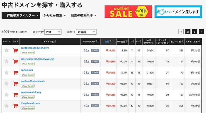 サイトが見やすく細かい検索ができる